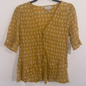 Lucky Brand NWT peplum button down top blouse with floral design